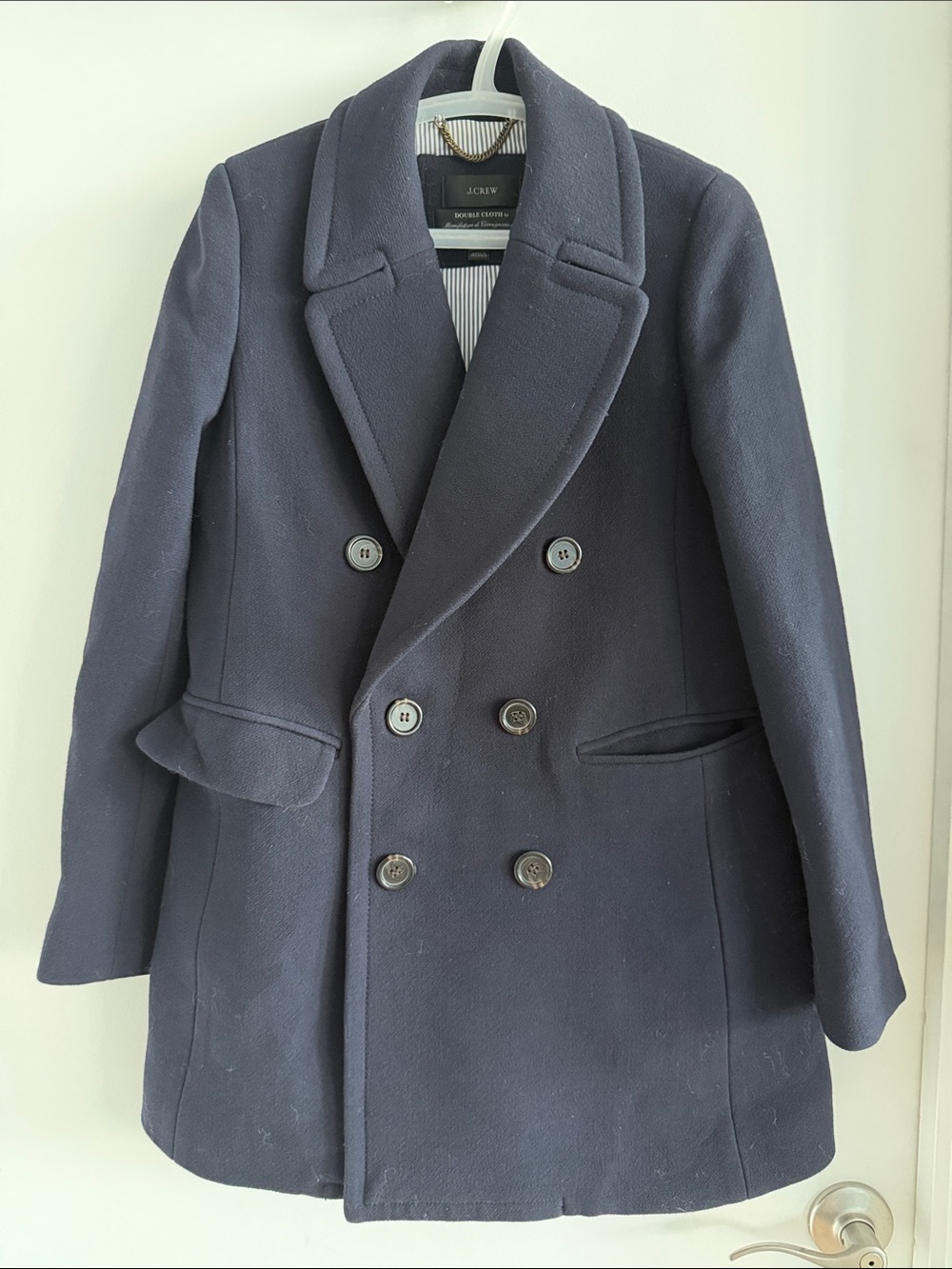 J. Crew Double Cloth Navy Wool Peacoat